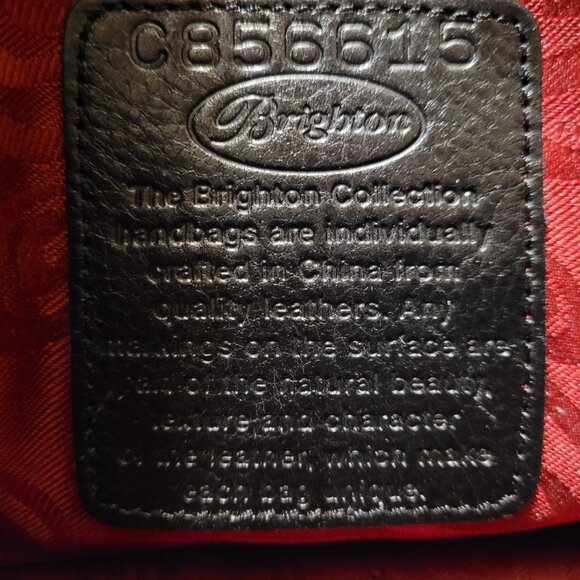 Brighton Women's Pebbled Leather Double Handle Shoulder Black/Brown Bag - Picture 3 of 9